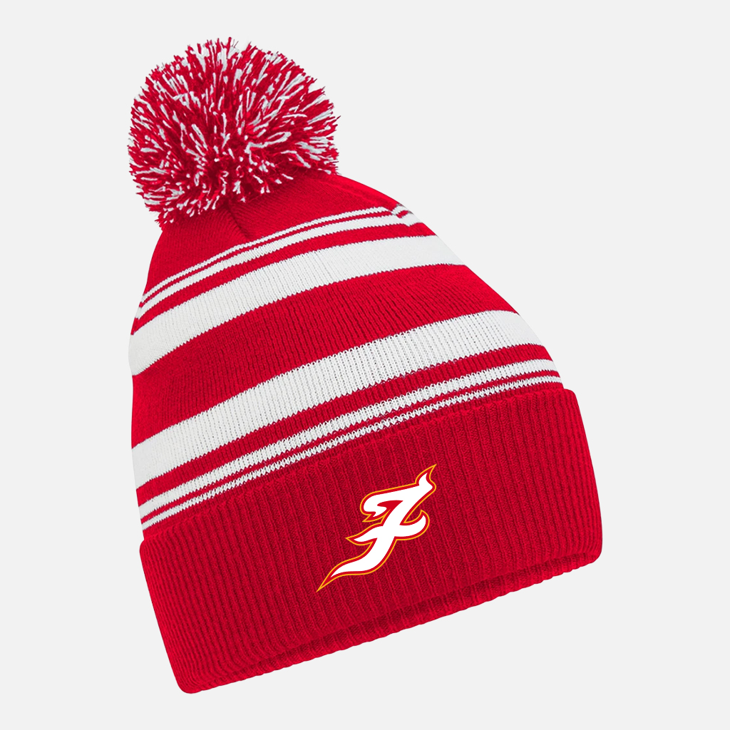 Striped Pom Pom Beanie